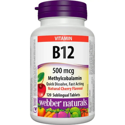 Webber Vitamin B12 500 mcg Natural Cherry Flavour front package