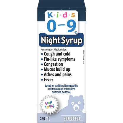 Homeocan Kids 0-9 Night Syrup front package