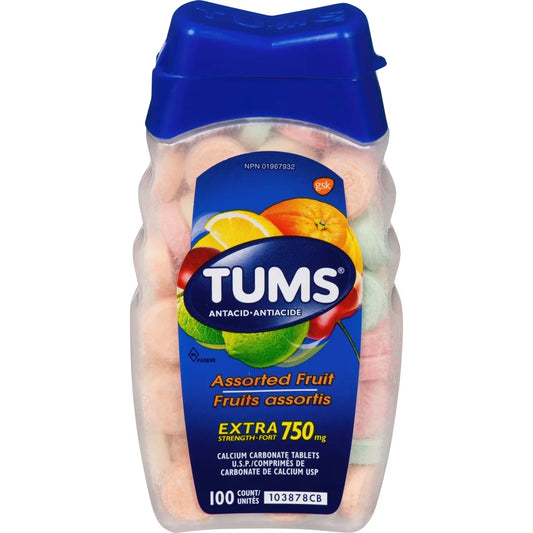 Tums Extra Strength Assorted Fruit 100 count front package
