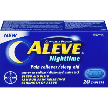 Aleve Nighttime, Pain Reliever And Sleep Aid, Naproxen Sodium, 20 Caplets front package