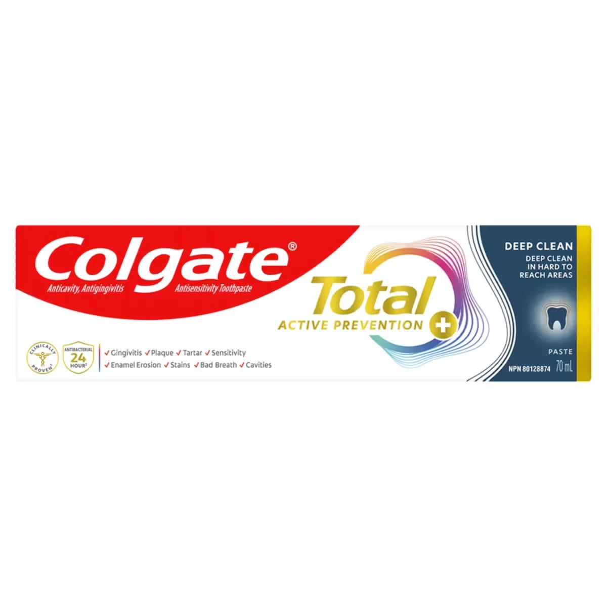 Colgate Total Active Prevention Plus Deep Clean Toothpaste, Mint front package