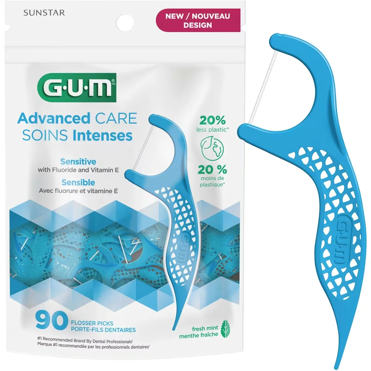 Gum Advanced Care Flossers, Mint - 90Ct front package
