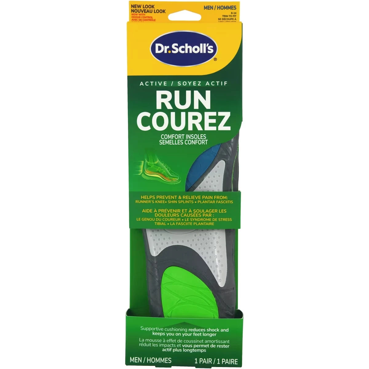 Dr. Scholl's Run Active Comfort Insoles, Men, Trim to Fit Inserts front package
