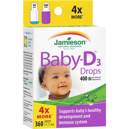 Jamieson Baby-DTM Vitamin D3 400 IU Droplets 11.7 mL front package