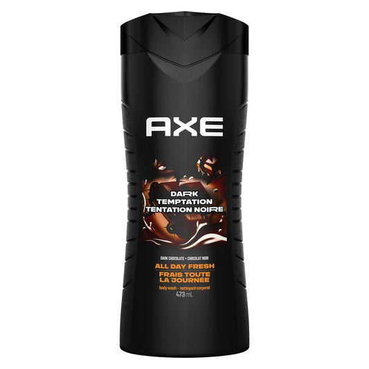 Axe Dual Action Body Wash For Long Lasting Freshness Dark Temptation Men'S Moisturizing Shower Gel With 100% Plant-Based front package