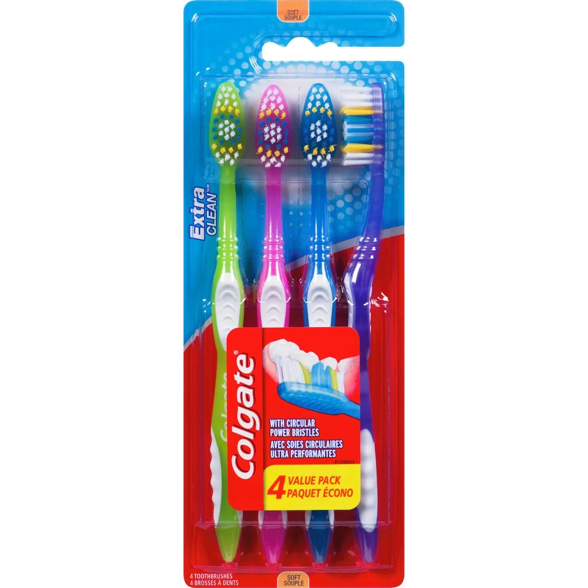 Colgate Extra Clean Toothbrush Value Pack, Soft, 4 Count front package