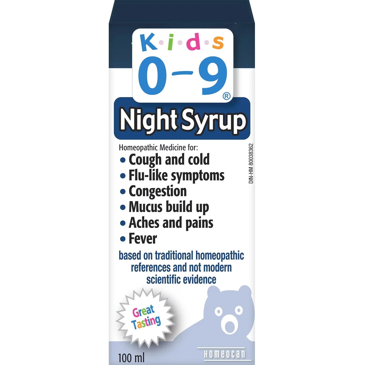 Homeocan Kids 0-9 Night Syrup front package