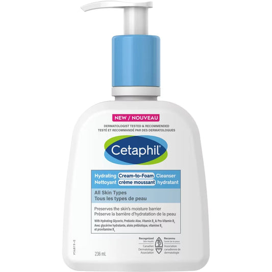 Cetaphil Hydrating Cream to Foam Cleanser - Hydrating Face Wash with Niacinamide, Amino Acid and Prebiotic Aloe front package