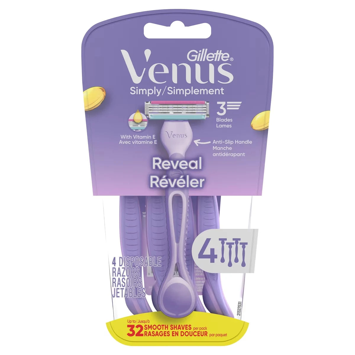 Venus Simply 3 Reveal Disposable Razors, 4 Count product detail