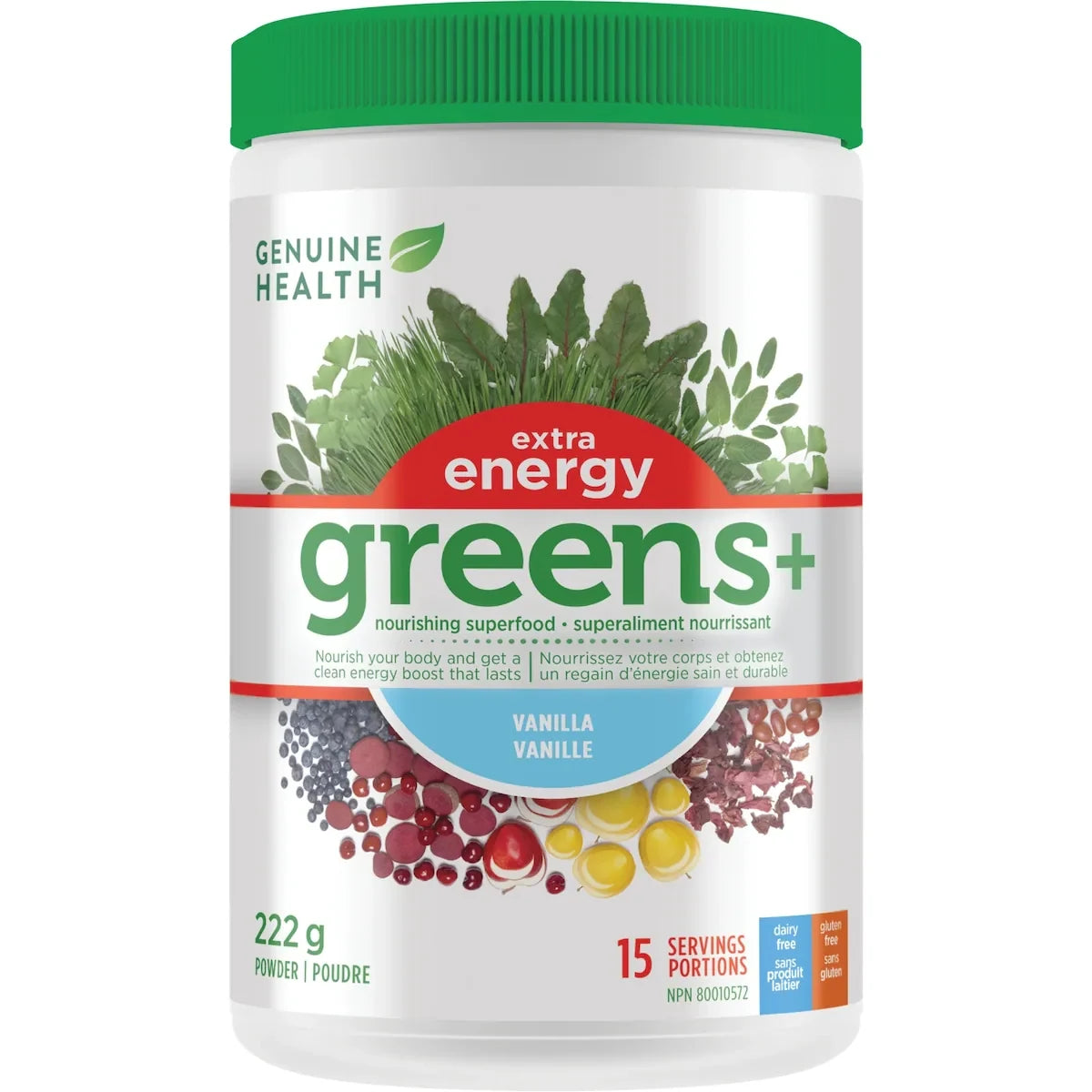Genuine Health greens+ extra energy front package