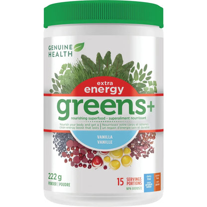 Genuine Health greens+ extra energy front package