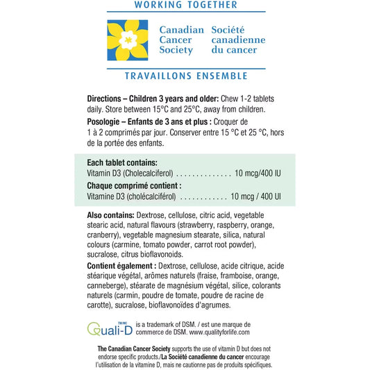 Jamieson Kids Chewable Vitamin D3 400 IU product detail