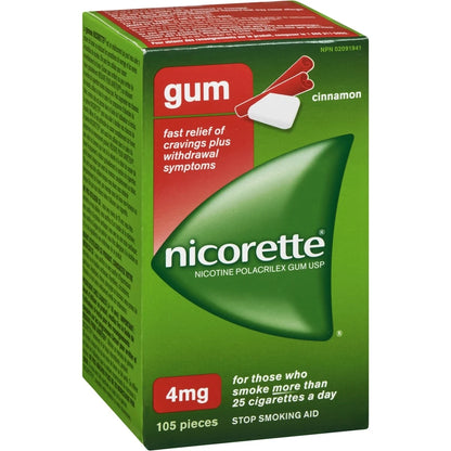 Nicorette Nicotine Gum, 4 mg, Cinnamon product detail