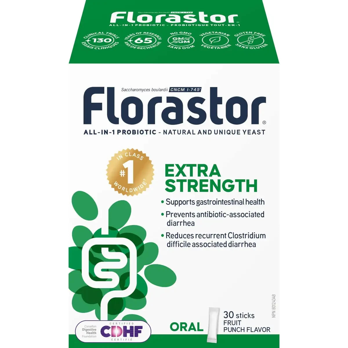 Florastor Extra Strength front package