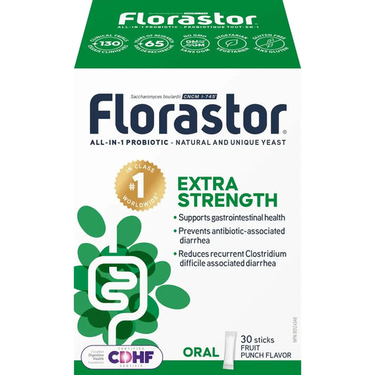 Florastor Extra Strength front package