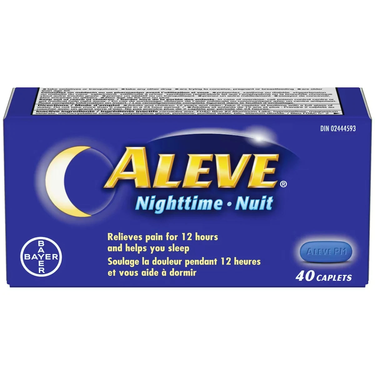 Aleve Nighttime, Pain Reliever And Sleep Aid, Naproxen Sodium, 40 Caplets front package
