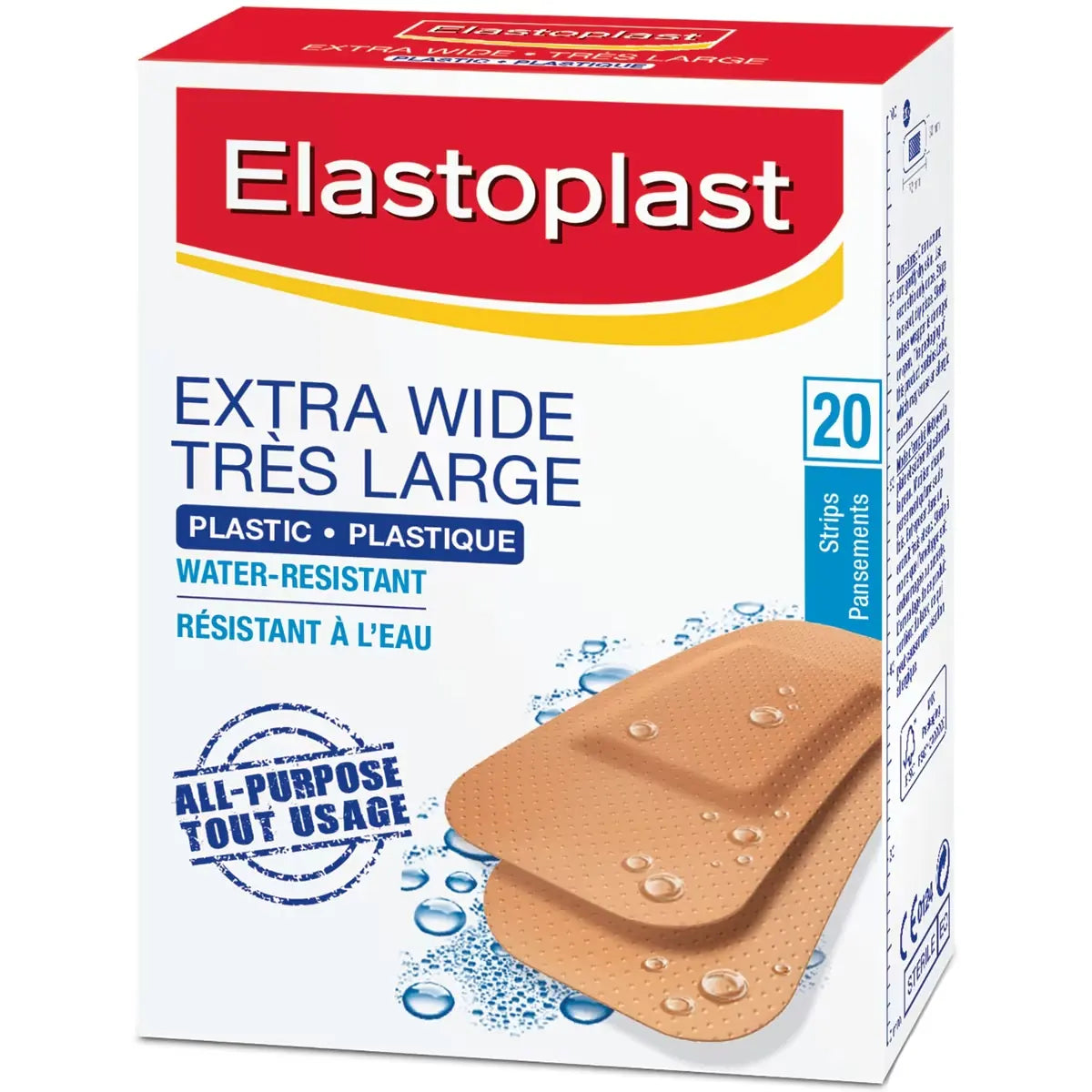 Elastoplast Extra Wide Plastic Adhesive Bandages, 20 Strips front package