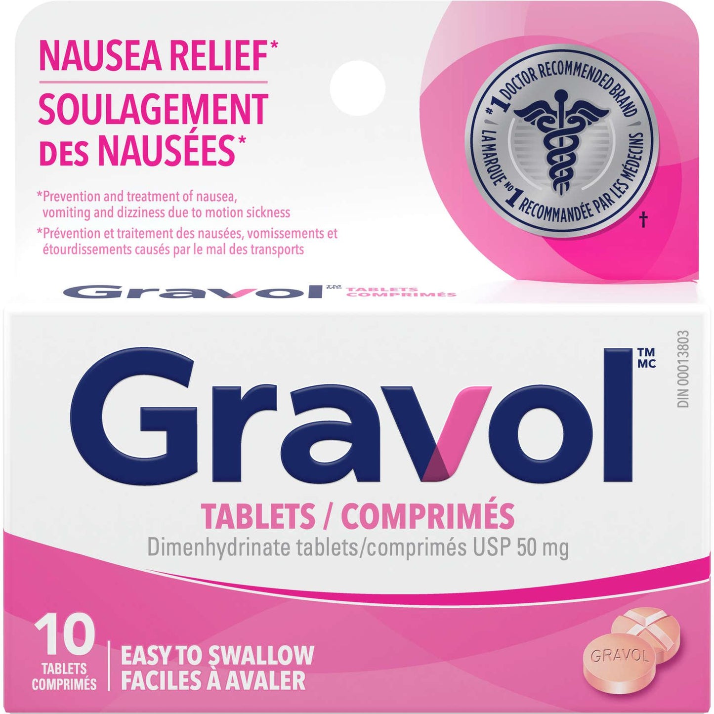 Gravol easy to swallow tablets 10 pack