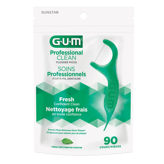 خيط تنظيف الأسنان GUM Professional Clean، بنكهة النعناع المنعش، 90 خيط تنظيف أسنان