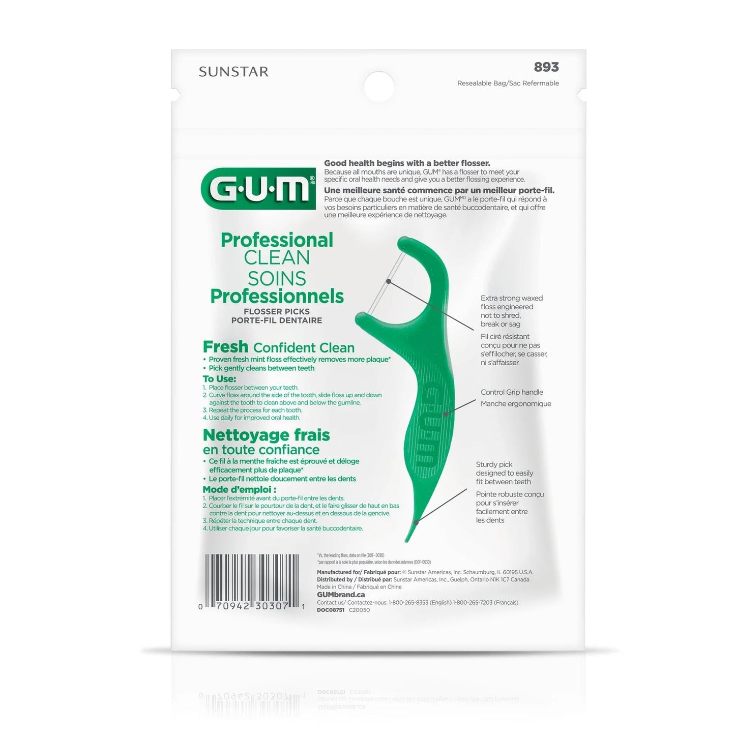 GUM Professional Clean, menthe fraîche, 90 cure-dents