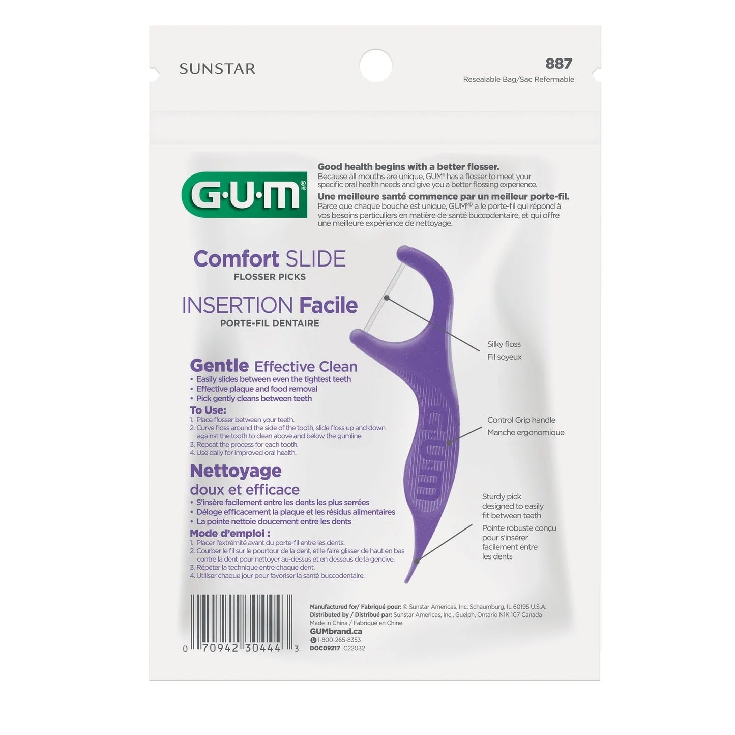 GUM Comfort Slide Cavity Protection, menthe fraîche, 90 fils dentaires