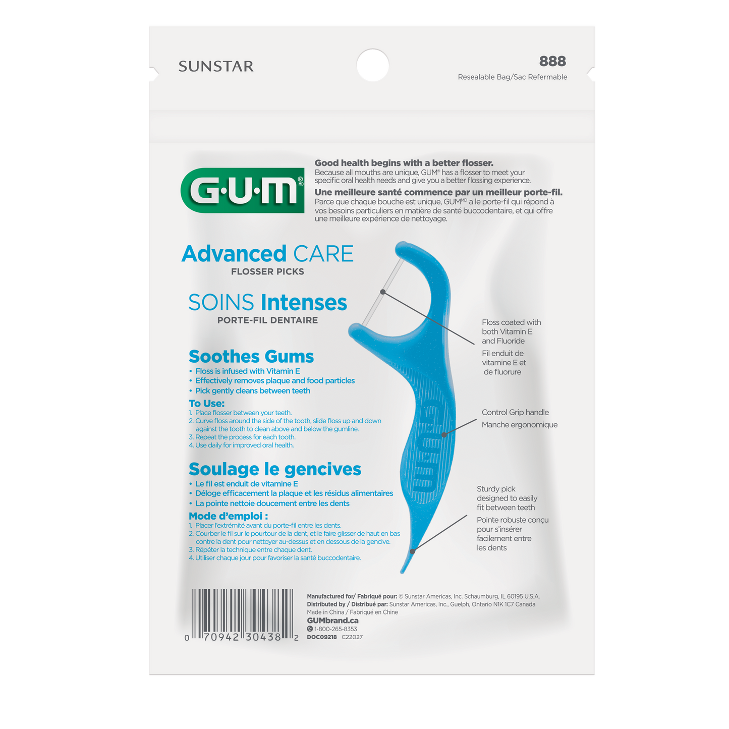 GUM Advanced Care, menthe fraîche, 90 cure-dents