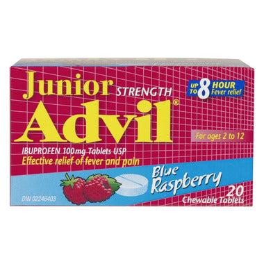 Junior Strength Advil chewable tablets 20 pack - blue raspberry