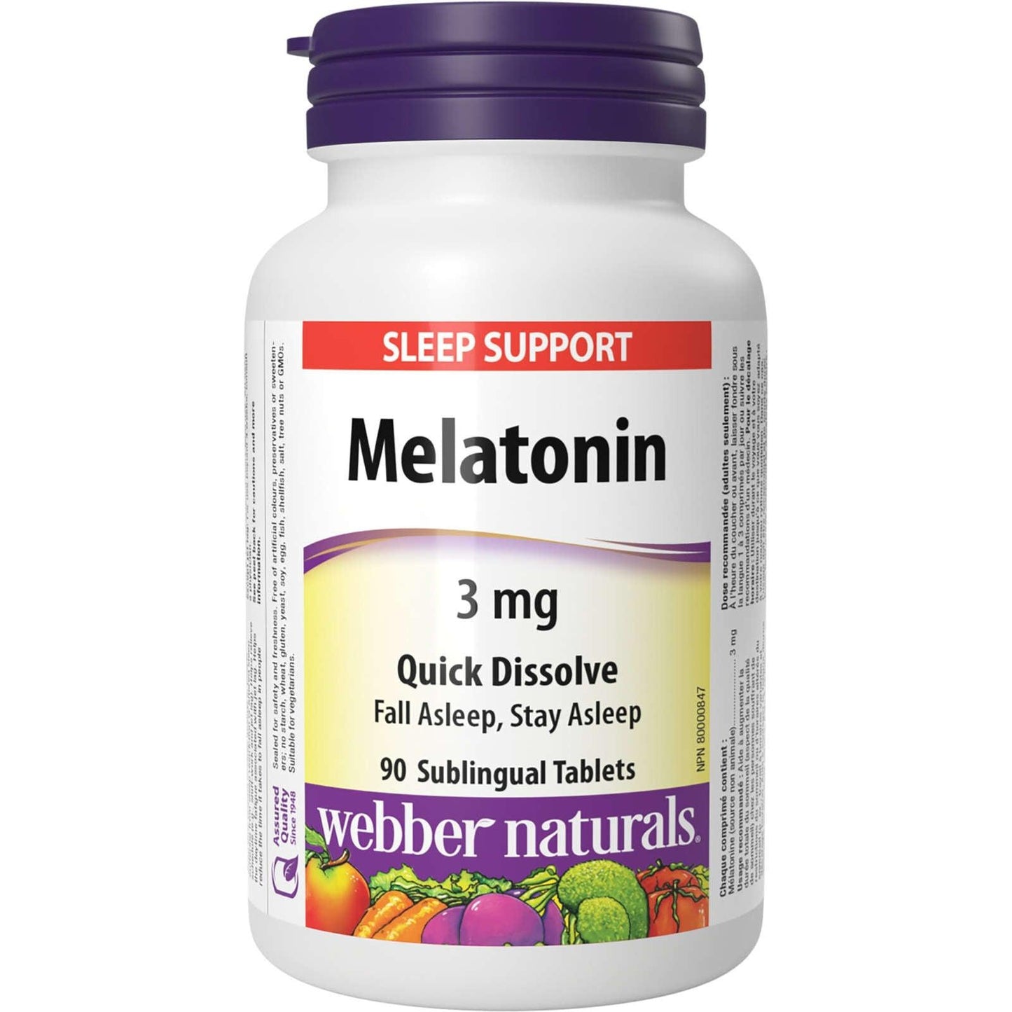 Webber Naturals Melatonin 3mg 90 sublingual tablets