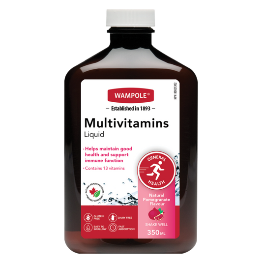 Wampole Multivitamins Liquid, 350 ml, arôme naturel de grenade