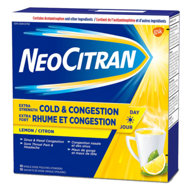 NeoCitran Extra Strength Cold & Congestion Lemon Flavour Daytime