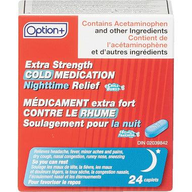 Option+ Extra Strength Cold Nighttime Relief 24 caplets