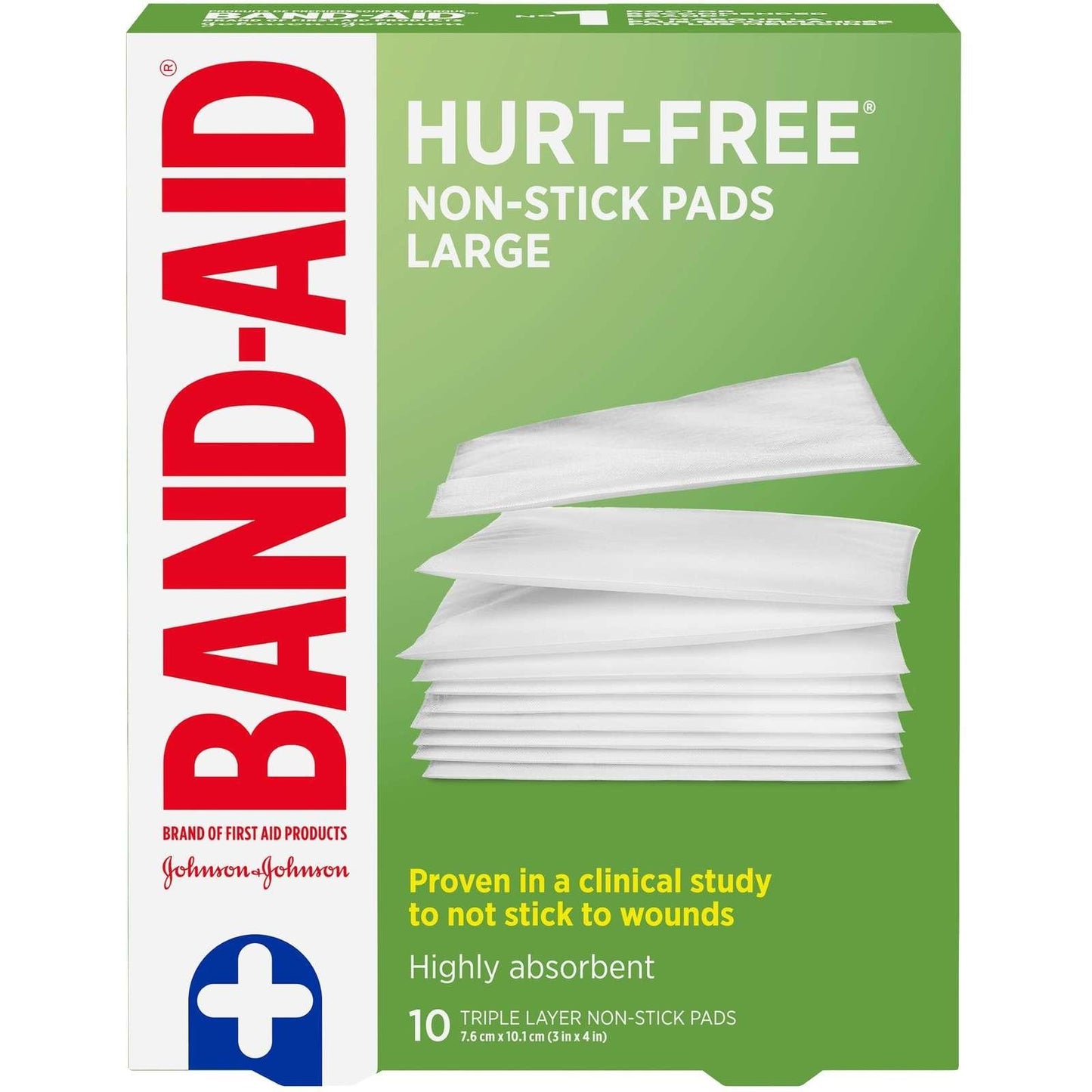 Band-Aid Hurt-Free Non-Stick Pads Large - 10 pack