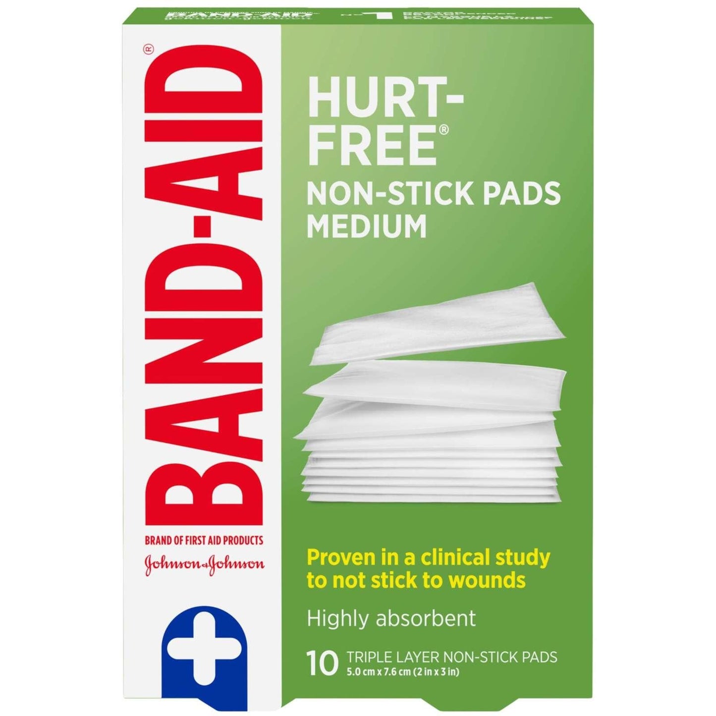 Band-Aid Hurt-Free Non-Stick Pads Medium - 10 pack