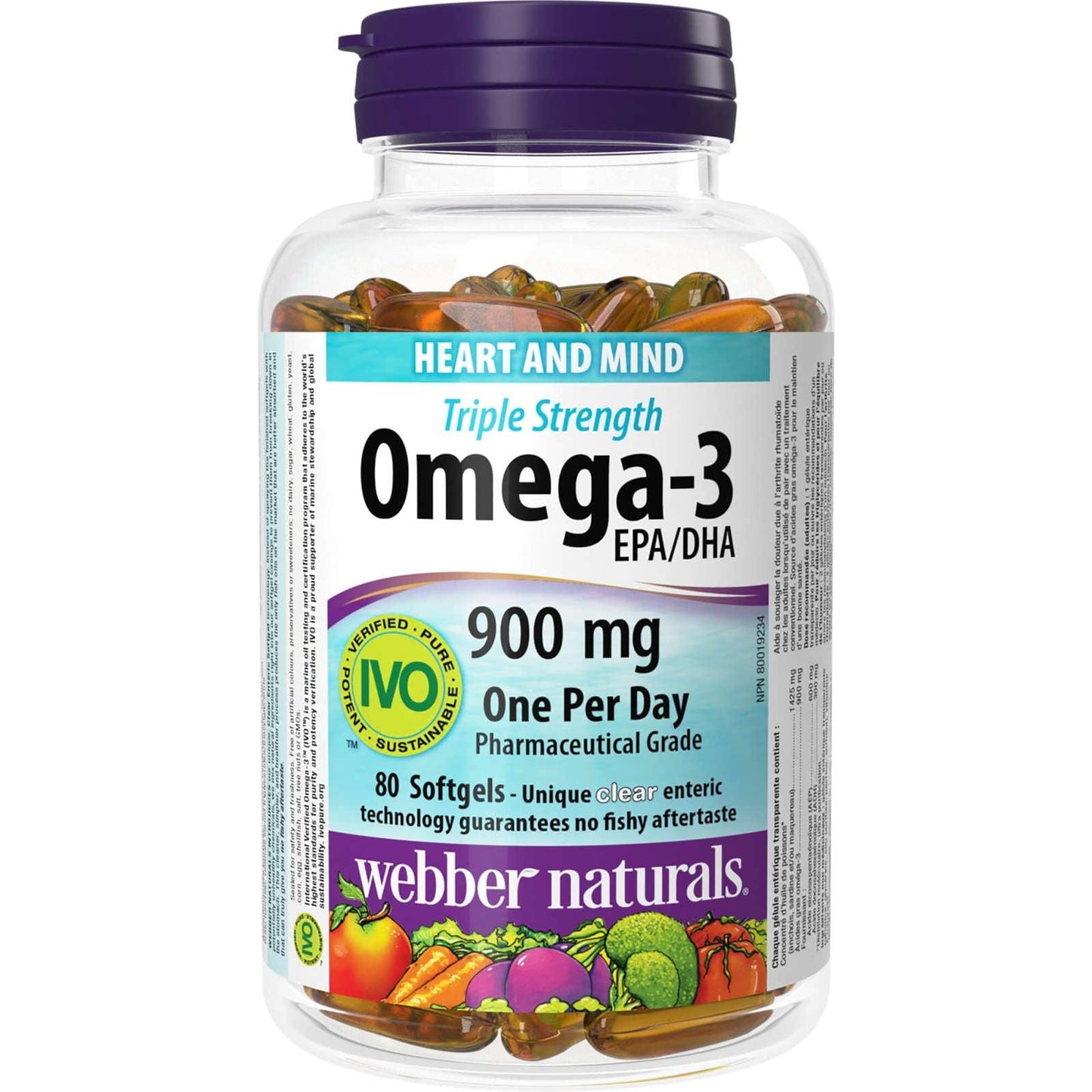 Webber Naturals Oméga-3 triple force EPA/DHA 900 mg 80 gélules