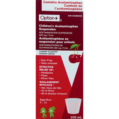 Option+ Suspension d'acétaminophène pour enfants saveur cerise 100 ml