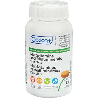 Option+ Multivitamines et Multiminéraux complets 100 comprimés