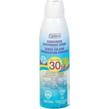 Option+ Crème Solaire Spray Continu 30SPF 177 ml