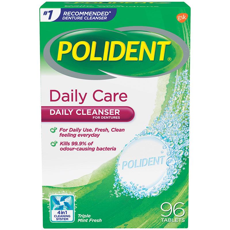 Polident Daily Care Nettoyant pour prothèses dentaires 96 comprimés