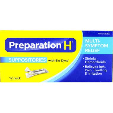 Préparation H Suppositoires avec Bio-Dyne Pack de 12