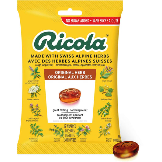 Pastilles aux herbes Ricola Original - paquet de 19 sans sucre 