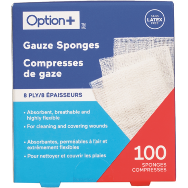 Option+ Gauze Sponges 8 ply - 100 sponges