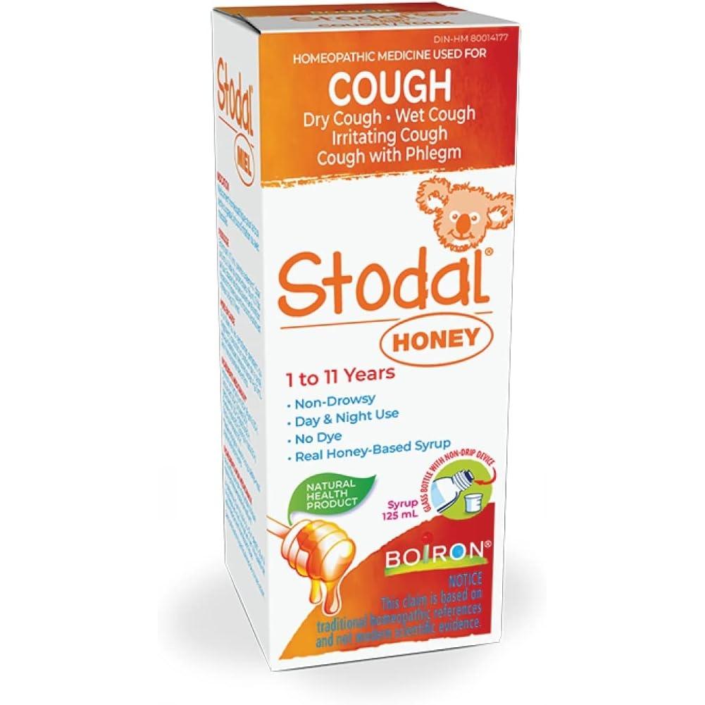 Sirop de miel pour enfants Stodal, 125 ml, médicament homéopathique contre la toux sèche et humide