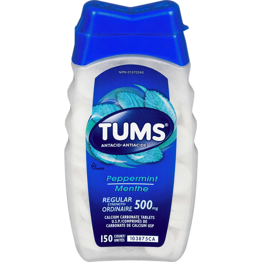 Tums Menthe Poivrée Force Régulière 500 mg 150 comprimés