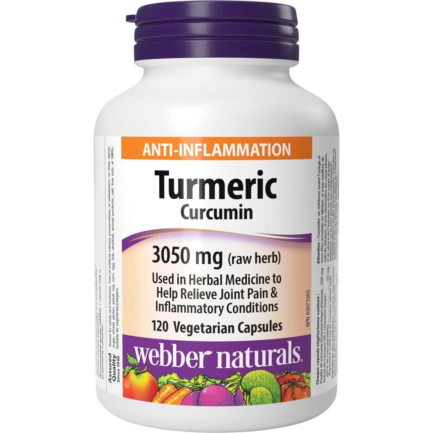 Webber Naturals Turmeric Curcumin (3050mg raw herb) 550mg 120 vegetarian capsules