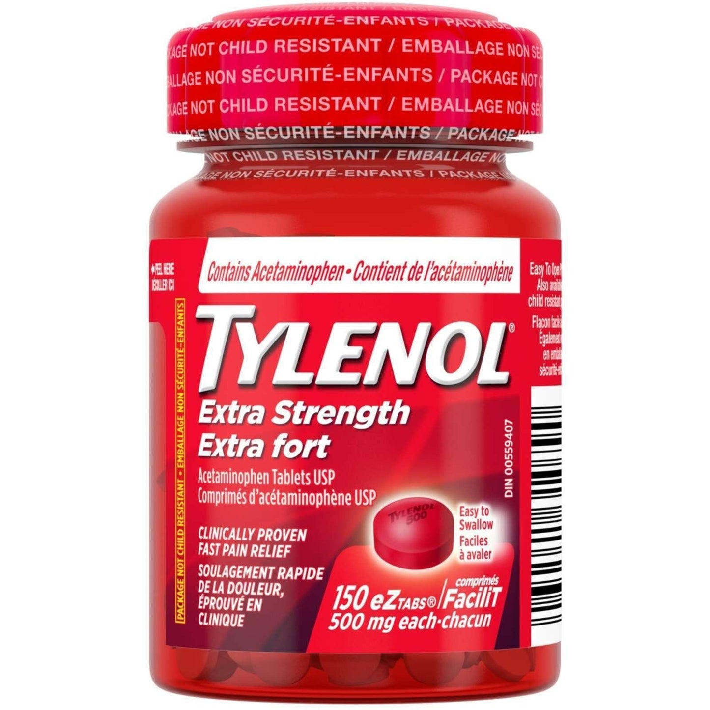 Tylenol Extra Strength 500mg eZtabs 150 pack