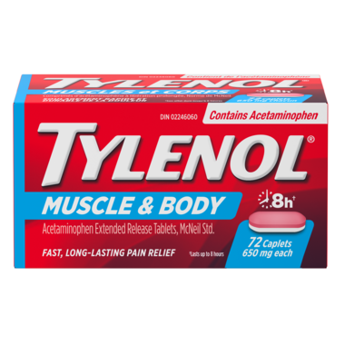 Tylenol Muscle & Body Caplets 72 pack size