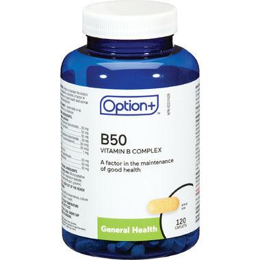 Option+ Complexe de Vitamine B50 120 caplets