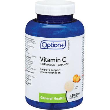 Option+ Vitamin C chewable-orange 500mg 120 tablets