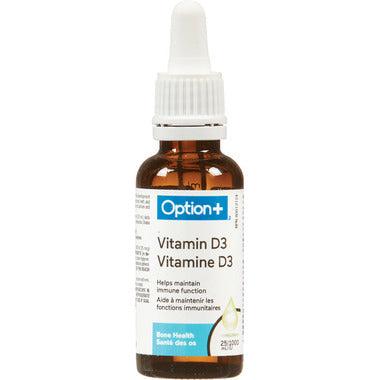 Option+ Vitamine D3 Gouttes 1000UI 25ml