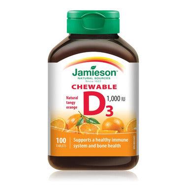 Jamieson Vitamine D3 1000UI à croquer Orange acidulée 100 comprimés